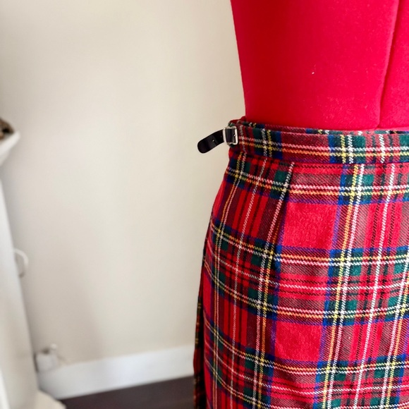 Women's Red Tartan Midi Wrap Skirt - Classic Plaid - Picture 5 of 15